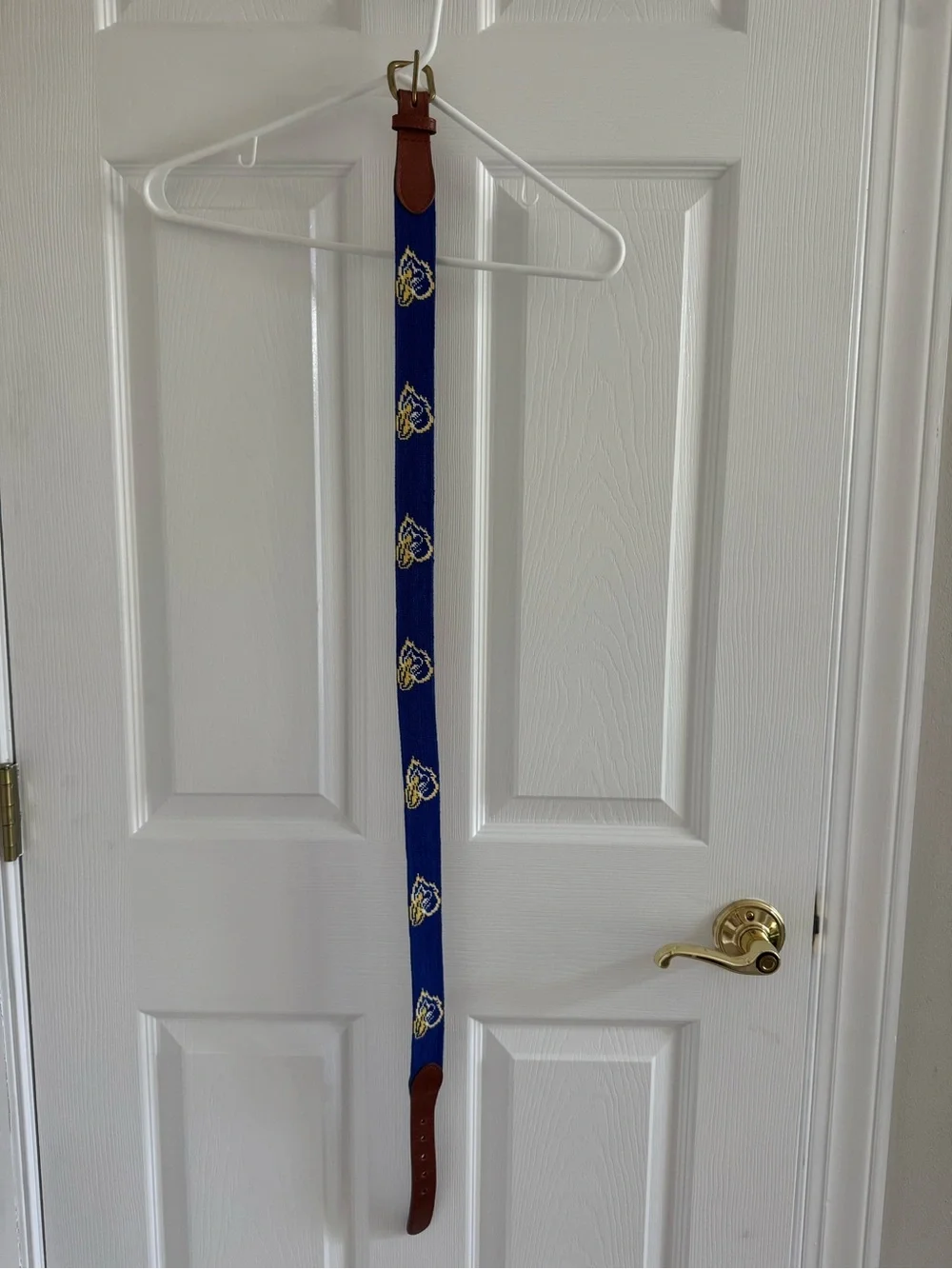 Men's Delaware Blue Hens Smathers and Branson Belt with Brown Leather Trim Sz 38